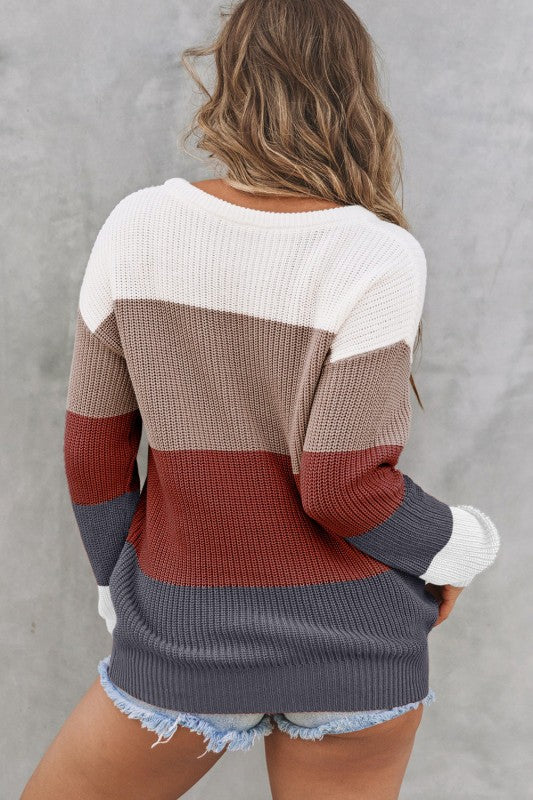Colorblock Stripe Round Neck Pullover Sweater Shop Style & More | Fresh Looks, Everyday Deals & Free Shipping