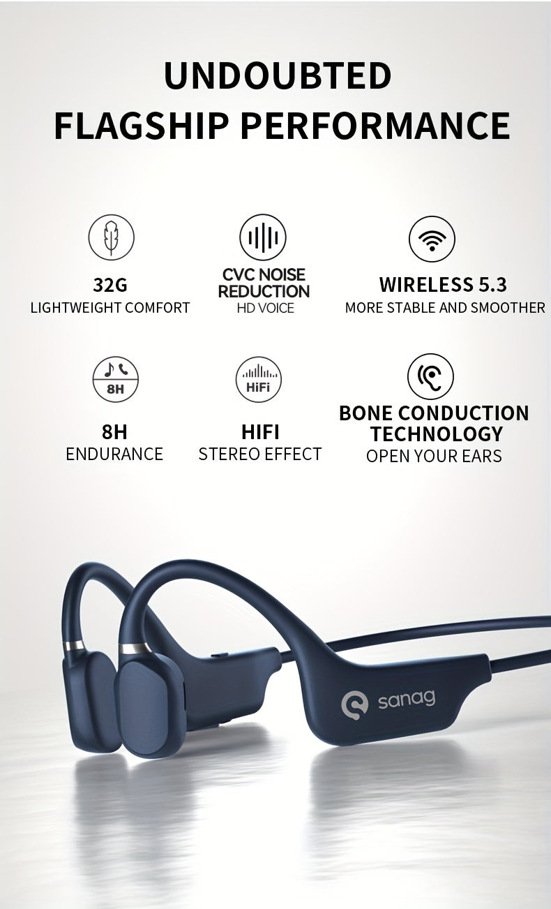 Sanag A5X Bone Conduction Headphones for Cycling, Sports, Fitness, and Workouts, 3D Stereo Headphones NovaCart