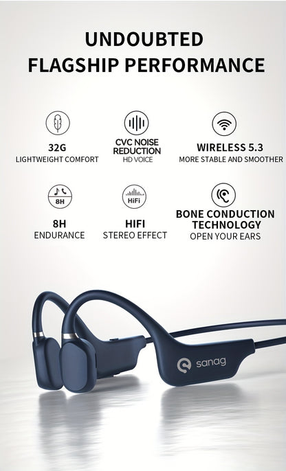 Sanag A5X Bone Conduction Headphones for Cycling, Sports, Fitness, and Workouts, 3D Stereo Headphones NovaCart