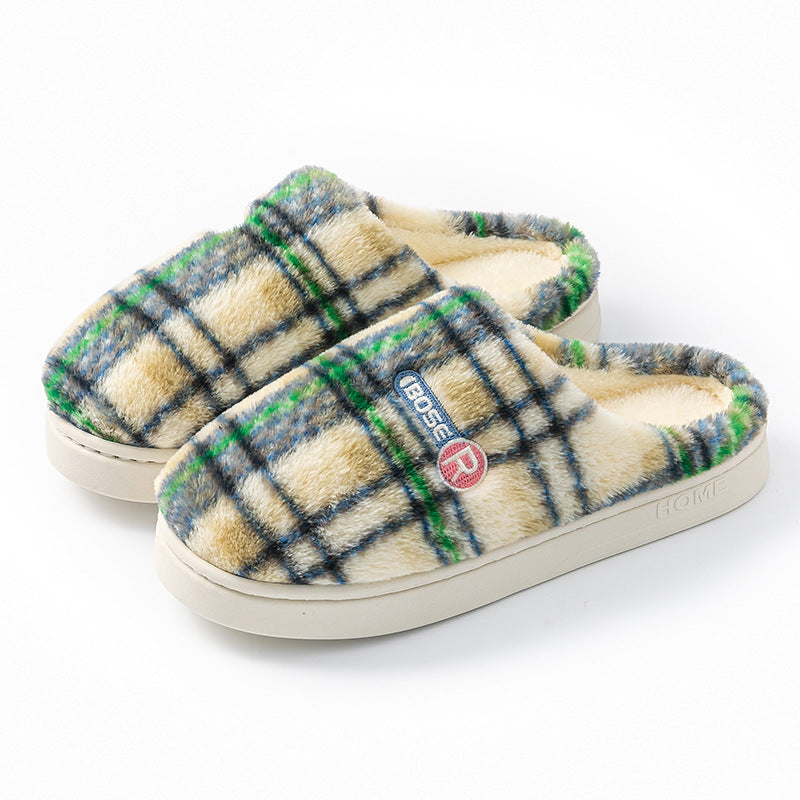 Women's Home Plush Warm Non-slip Plaid Cotton Shoes See size chart under “more details” The Fashion Celestial