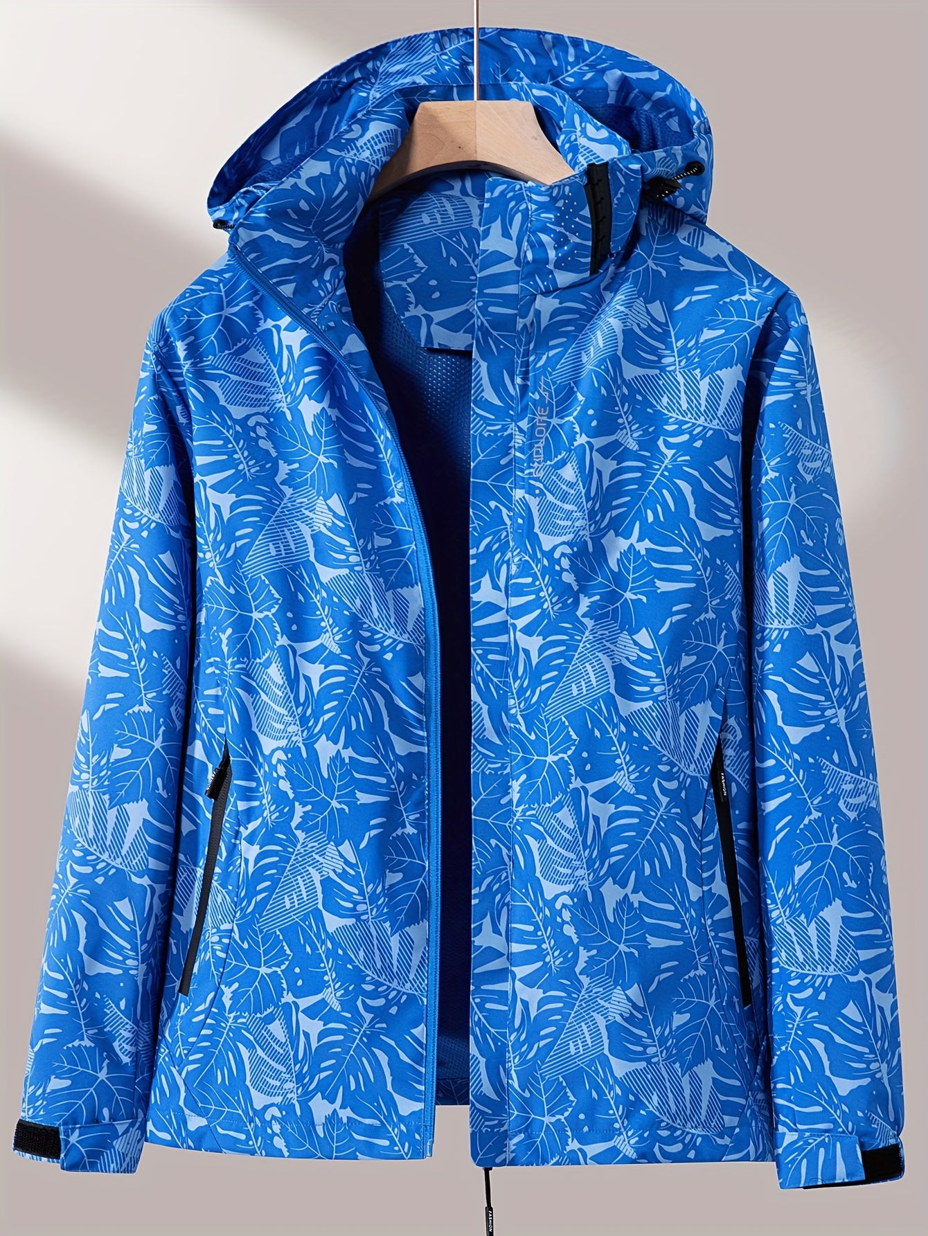 Women'S Outdoor Windbreaker Jacket | Casual Stand Collar, Non-Stretch Fabric, Random Print, Long Sleeve, Zipper Closure, Detachable Hood NovaCart