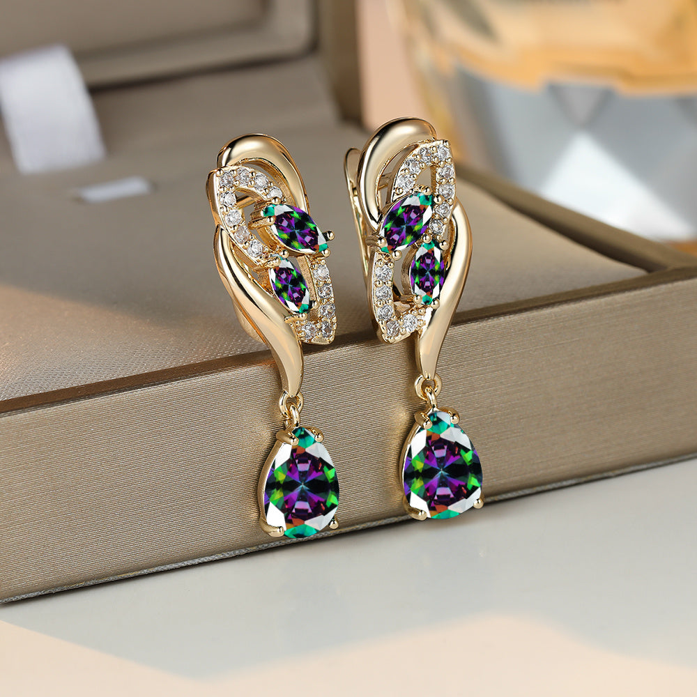 Romantic Flower Dangle Earrings Women Birthstone Party Earrings Jewelry Gifts NovaCart