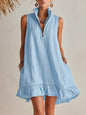Women's Casual Loose Half-Zip Sleeveless Dress with Ruffle Hem FitiqueFit