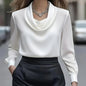 Elegant Satin Blouse - Women's Versatile Long Sleeve Shirt FitiqueFit