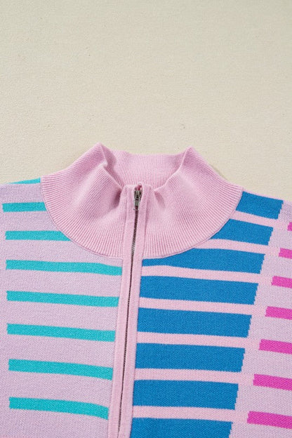 Plus Size Stripe Colorblock Half Zip Sweater Shop Style & More | Fresh Looks, Everyday Deals & Free Shipping