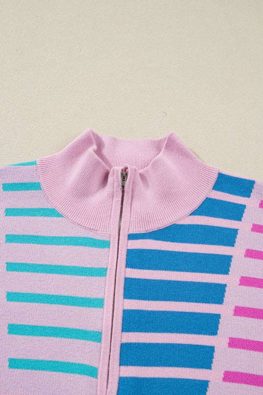 Plus Size Stripe Colorblock Half Zip Sweater Shop Style & More | Fresh Looks, Everyday Deals & Free Shipping