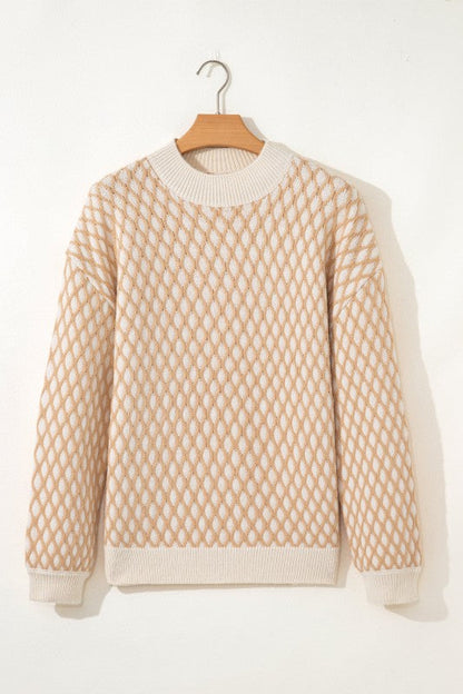 Rhombus Textured Knit Mock Neck Sweater Shop Style & More | Fresh Looks, Everyday Deals & Free Shipping