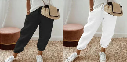 Women’s Cotton Linen Casual Pants – Solid Color FitiqueFit