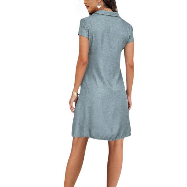 Split Pocket Large Swing Skirt Plus Size Casual Denim Dress Grayceful LLC
