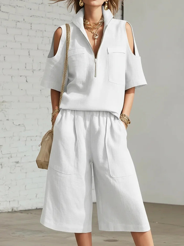 Short-Sleeve Shirt & Loose Shorts Two-Piece Set | Casual FitiqueFit