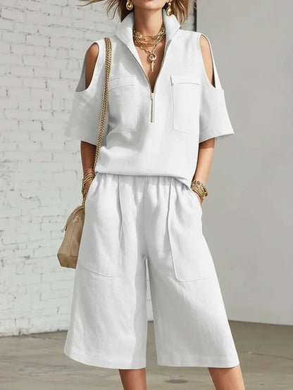 Short-Sleeve Shirt & Loose Shorts Two-Piece Set | Casual FitiqueFit