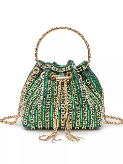 Rhinestone Embellished Bucket Crossbody Bag New Era Fashion LLc