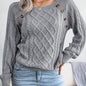 Texture Button Lantern Sleeve Sweater