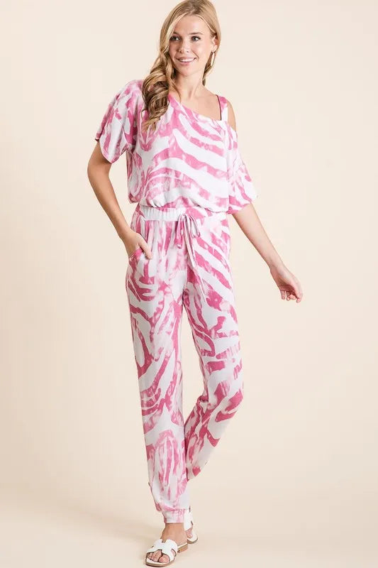 BiBi Zebra Print French Terry Top and Pants Set New Era Fashion LLc