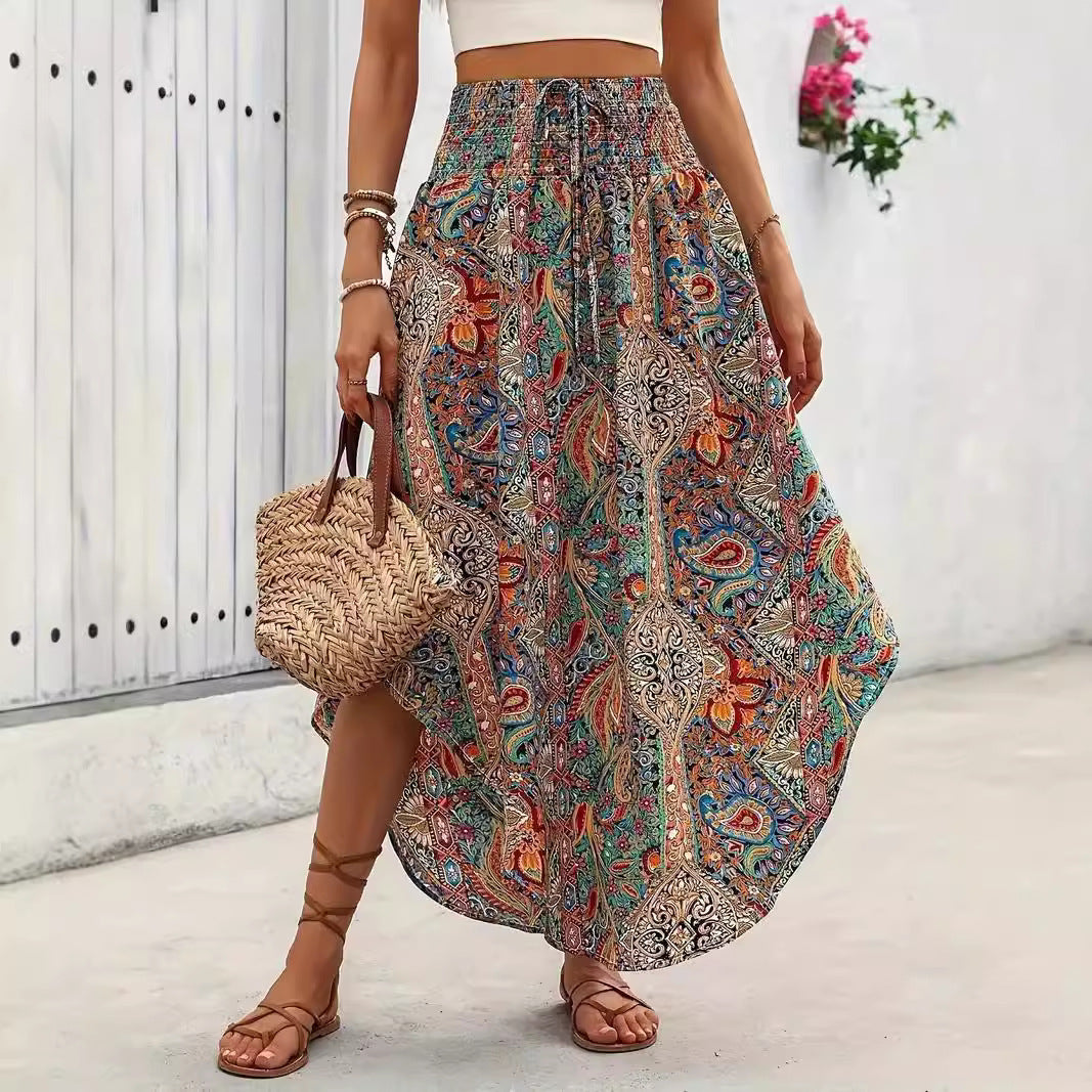 Personality Printed A- Line Skirt Casual Grayceful LLC