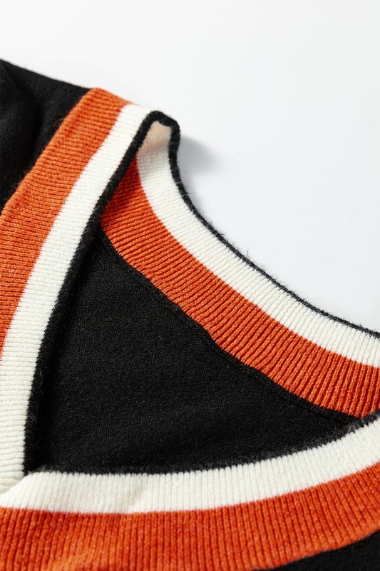 Varsity Stripe Contrast Trim V-Neck Sweater Shop Style & More | Fresh Looks, Everyday Deals & Free Shipping