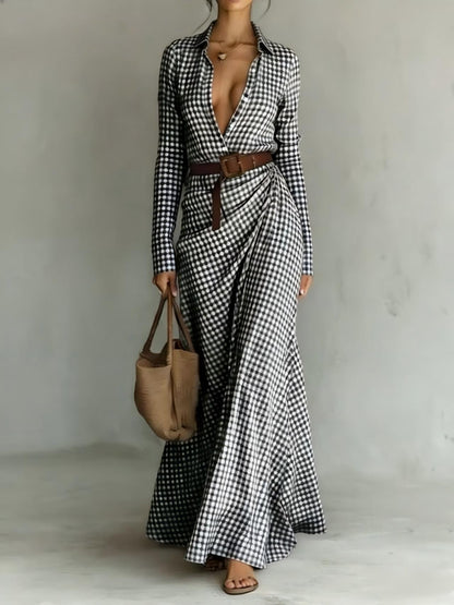 Women's Belted Irregular Pleated Dress FitiqueFit