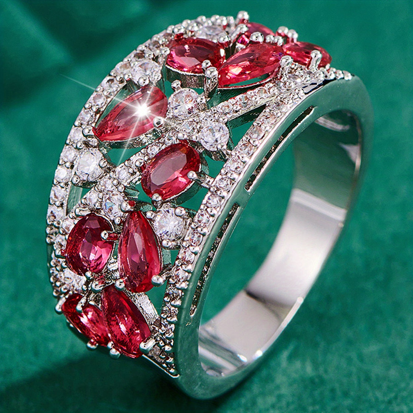 Bohemian Women's Couple Fashion Elegant Glass Synthetic Zirconia Gift Ring NovaCart