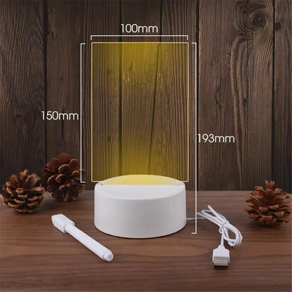 Illuminate Your Space with the Transparent Luminous LED Night Light - Erasable Acrylic Message Board for Creative Expression
