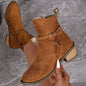 Cross-Strap Side-Zipper Mid-Heel Ankle Boots Women FitiqueFit