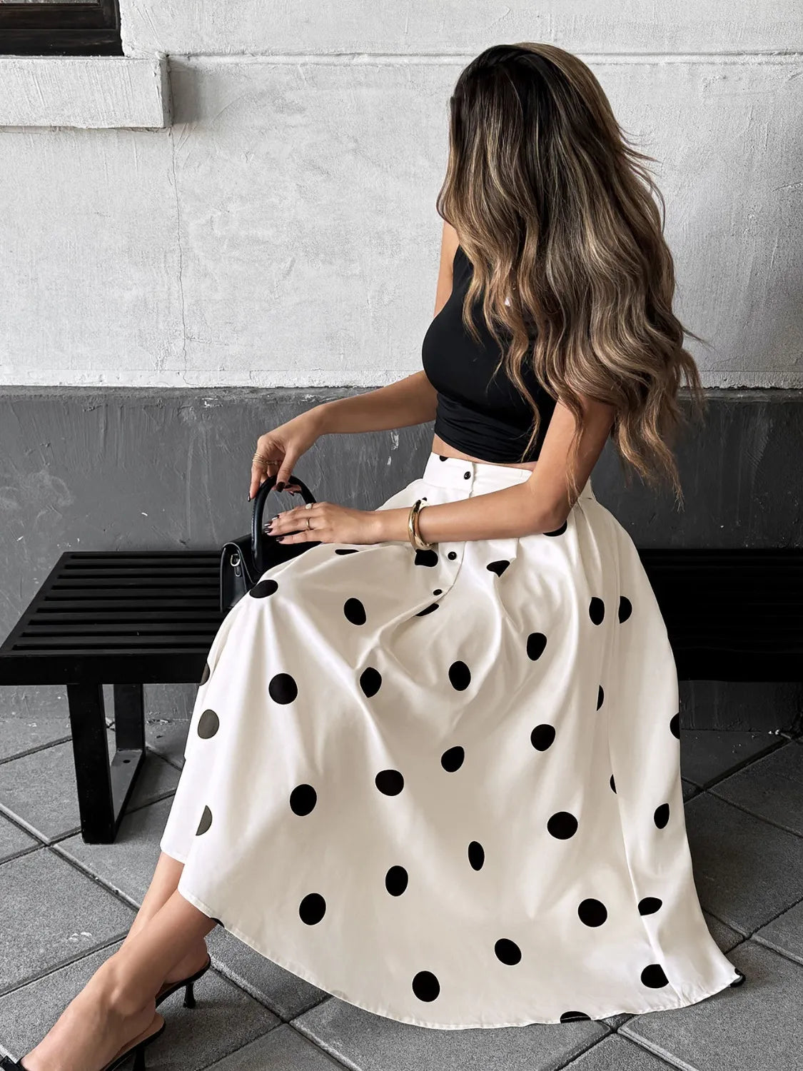 Polka Dot Skirt See size chart under “more details” The Fashion Celestial