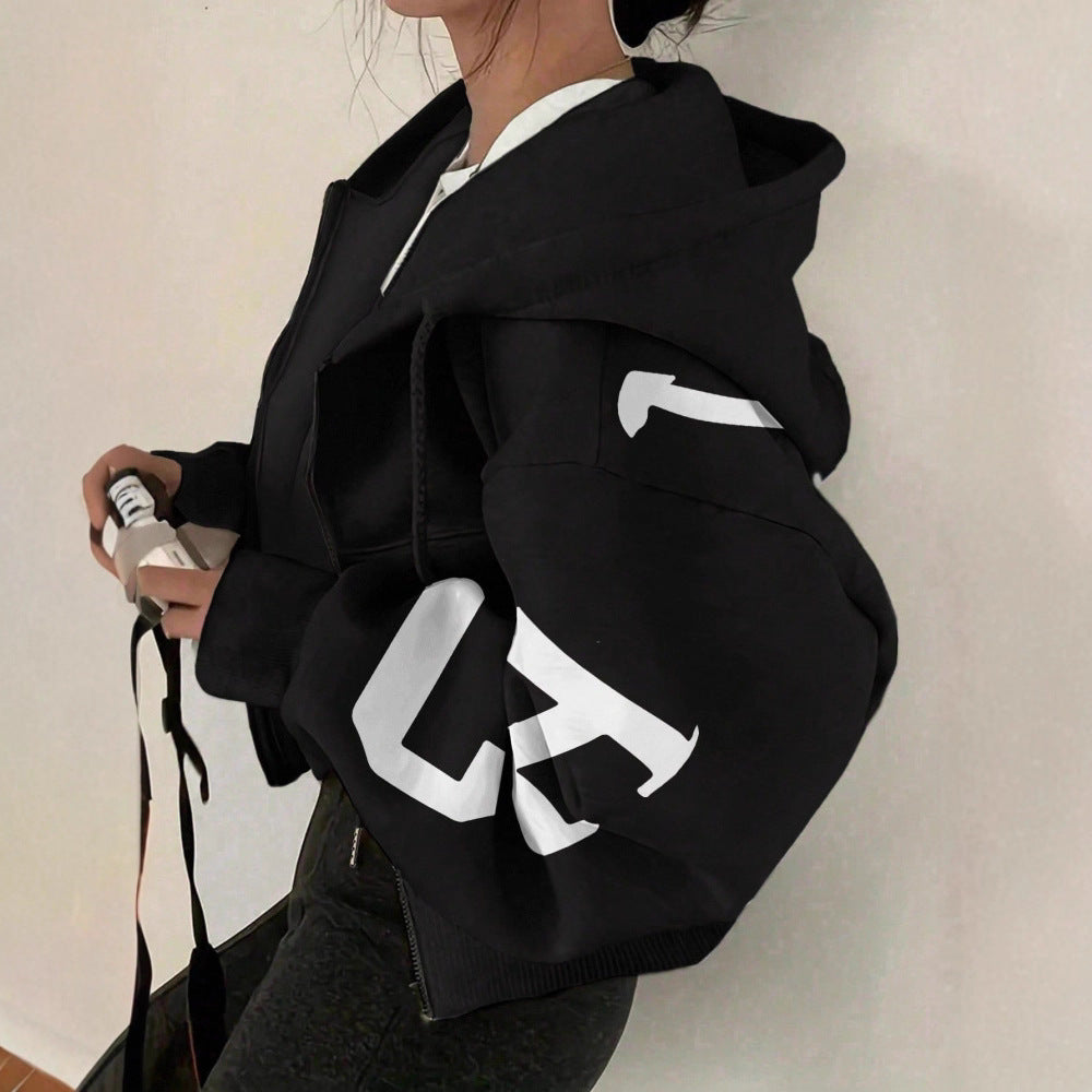 Women’s Zip-Up Printed Sweatshirt – Long Sleeve Casual Jacket FitiqueFit