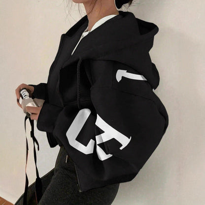 Women’s Zip-Up Printed Sweatshirt – Long Sleeve Casual Jacket FitiqueFit