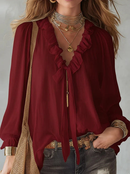 V-Neck Loose-Fit Shirt Top – No-Iron, 8 Colors FitiqueFit