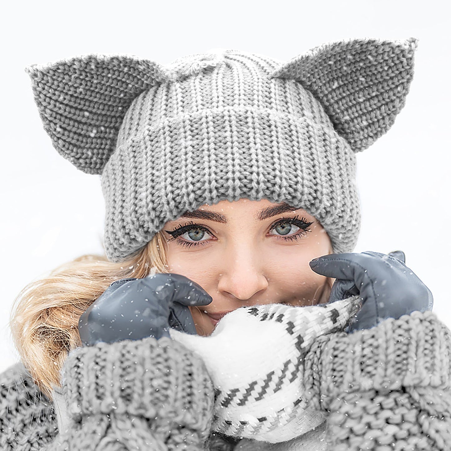 Women’s Thickened Acrylic Knitted Hat with Devil Ears | Cozy Beanie FitiqueFit