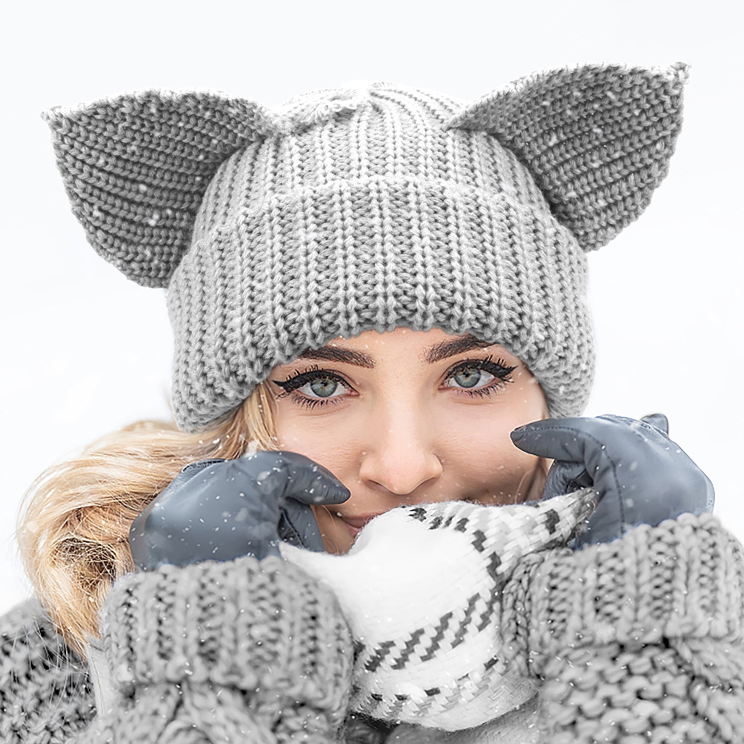 Women’s Thickened Acrylic Knitted Hat with Devil Ears | Cozy Beanie FitiqueFit