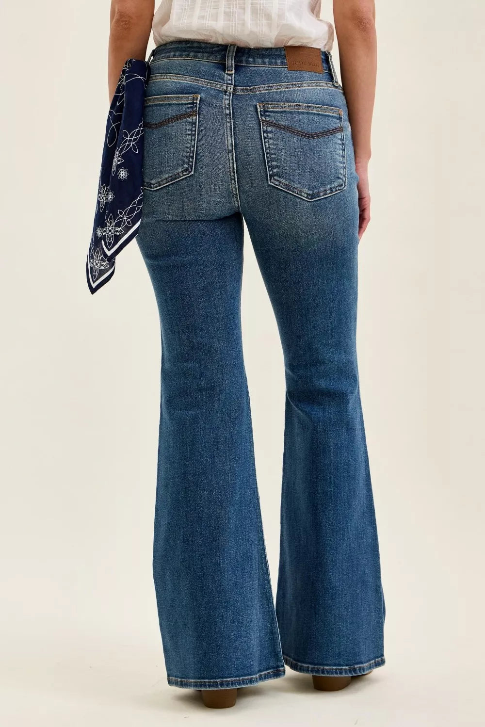 Judy Blue Mid Rise Jaqueline Flare with Triple Needle Back Pkts and Bandana Loop New Era Fashion LLc