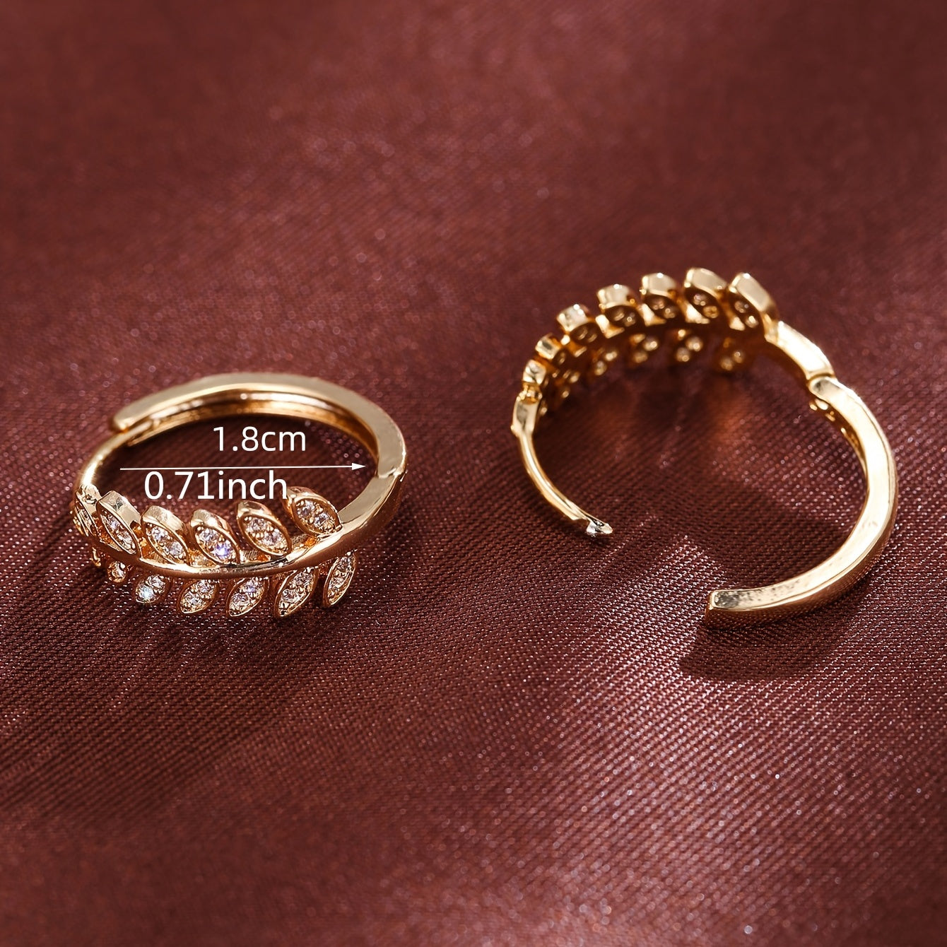 [1Pair Leaf Earrings] Zirconia Inlaid Leaf-Shaped Hoop Huggie Earrings for Women 1Pair Holiday Jewelry NovaCart