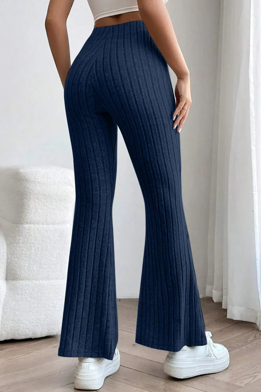 Basic Bae Full Size Ribbed High Waist Flare Pants New Era Fashion LLc
