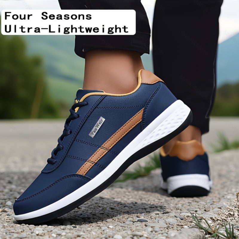 VanWeir Lightweight Men'S Shoes | Navy Blue/White, Lace-up sneakers with MD/TPR Sole, Breathable Fabric Lining for Outdoor, Hiking & Casual Wear NovaCart