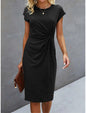 Front Knot Bodycon Midi Dress – Round Neck Sleeveless Tie Dress FitiqueFit