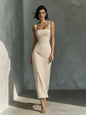 Square Neck Sling Dress – High Waist Midi Dress FitiqueFit