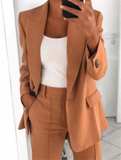 Lapel Blazer & Slim-Fit Trousers Two-Piece Suit – 10 Colors XS–5XL FitiqueFit