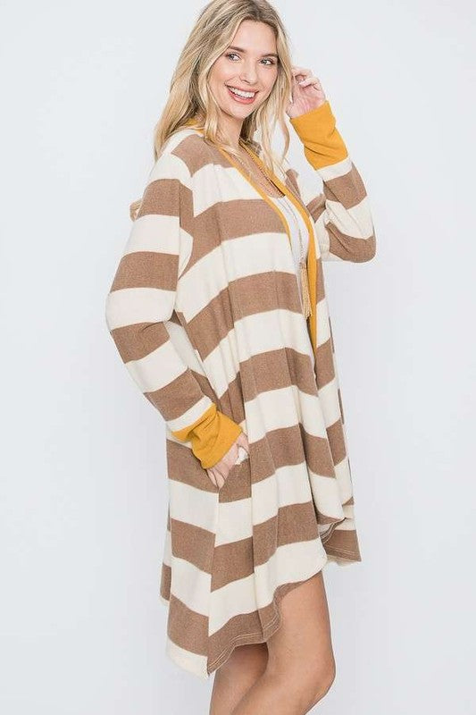 Open Front Striped Draped Cardigan Shop Style & More | Fresh Looks, Everyday Deals & Free Shipping