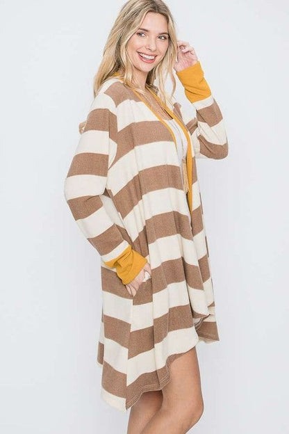 Open Front Striped Draped Cardigan Shop Style & More | Fresh Looks, Everyday Deals & Free Shipping