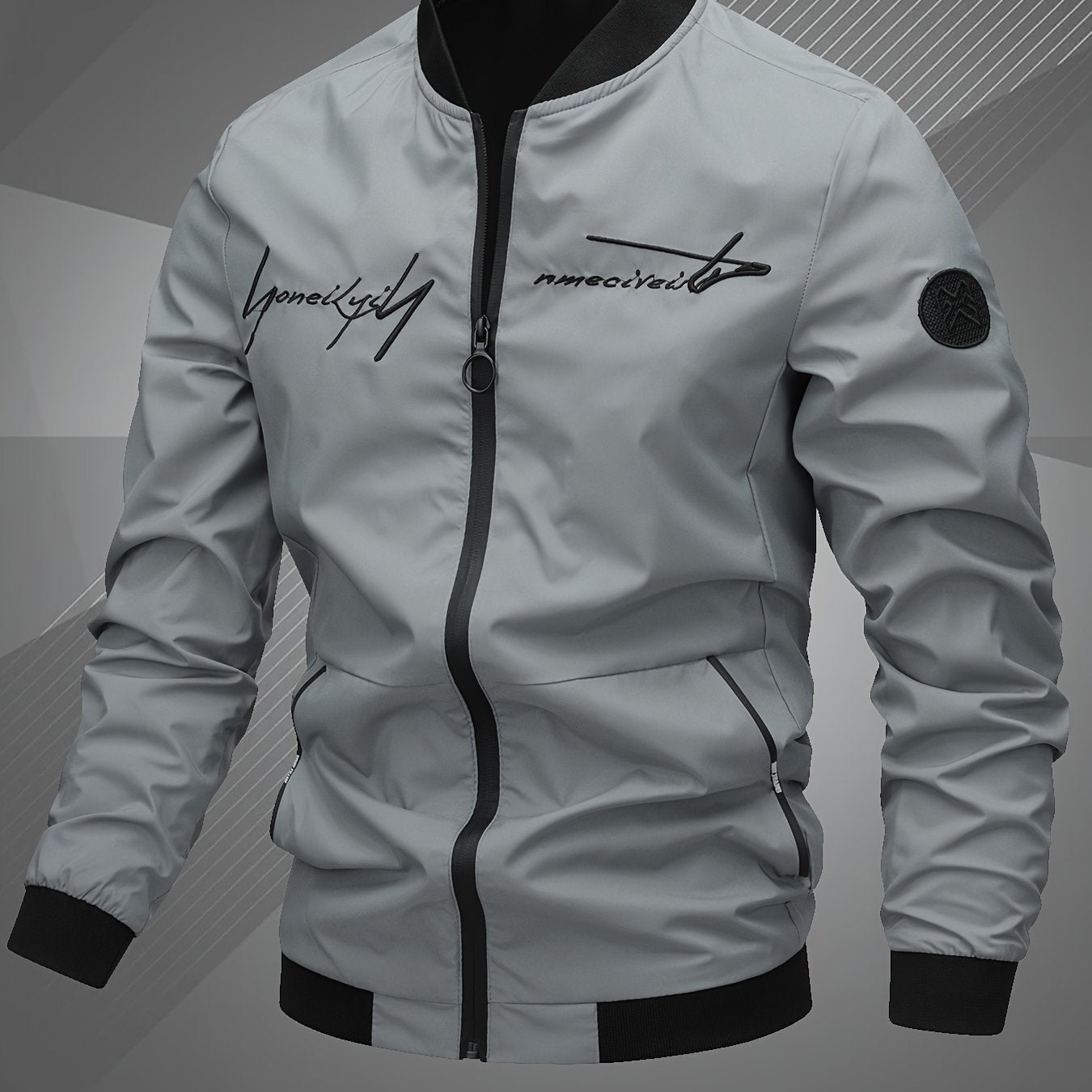Men'S Letter Embroidered Casual Bomber Jacket, Mens Winter Jackets And Coats, Fridays Items, Mens Gifts Ideas, Gifts for Men, Thermal Wear for Men, Christmas Gifts, Suitable for Everyday Life, Home, Outdoor, Work, And Leisure NovaCart