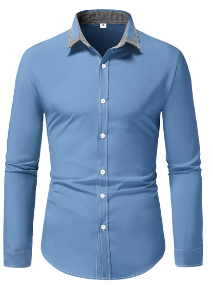 Men'S Color-Blocked Checkered Casual Long-Sleeve Shirt NovaCart