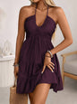 Women's Off-Shoulder V-Neck Ruffle Dress – Elegant Strap Style FitiqueFit