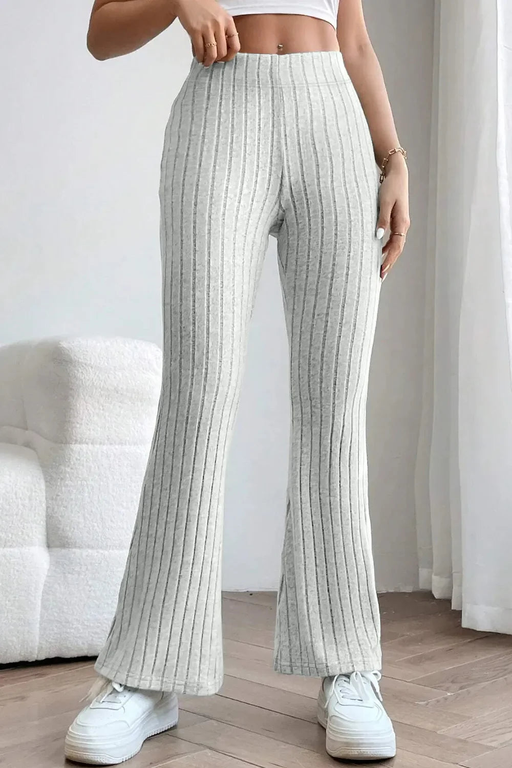 Basic Bae Full Size Ribbed High Waist Flare Pants New Era Fashion LLc