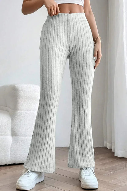 Basic Bae Full Size Ribbed High Waist Flare Pants New Era Fashion LLc
