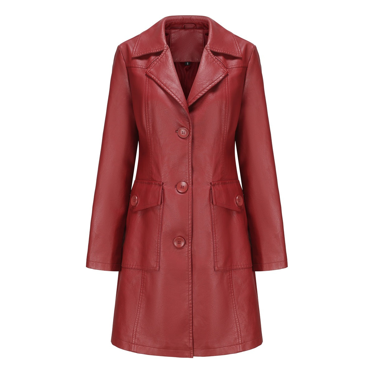Women’s Long Leather Trench Coat – Fashion Outerwear FitiqueFit