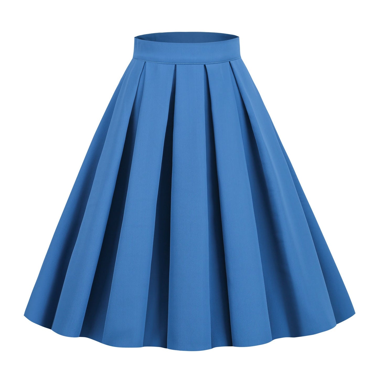 Solid Color A- Line Waist Fitted Umbrella Swing Mid-waist Large Swing All-matching Bubble Skirt Grayceful LLC