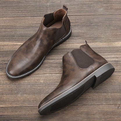Men'S Chelsea Ankle Boots - Size 40-46, Brown Faux Cover with Black Elastic Band, Pointed Toe, TPR Sole, Ideal for Casual Wear and Vacation NovaCart