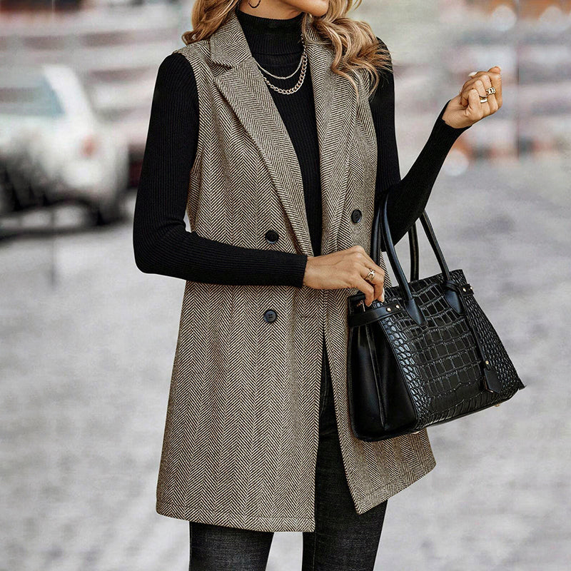🖤 Women’s Sleeveless Blazer Vest – Trendy Business Casual FitiqueFit