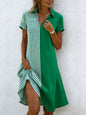 Women's Bohemian 3D Printed V-Neck Short-Sleeve Maxi Dress FitiqueFit