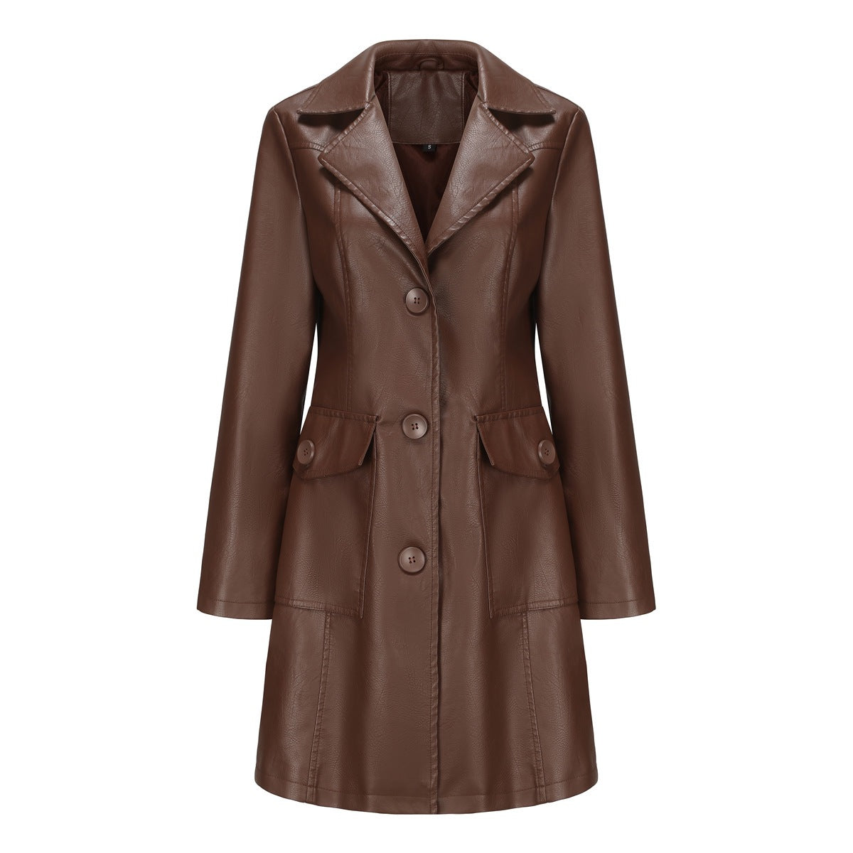 Women’s Long Leather Trench Coat – Fashion Outerwear FitiqueFit